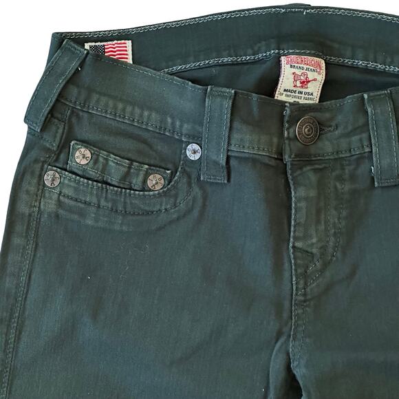 True Religion World Tour Casey Supper Skinny Dark Green Jeans Size 28 NWT $198 - Picture 7 of 10